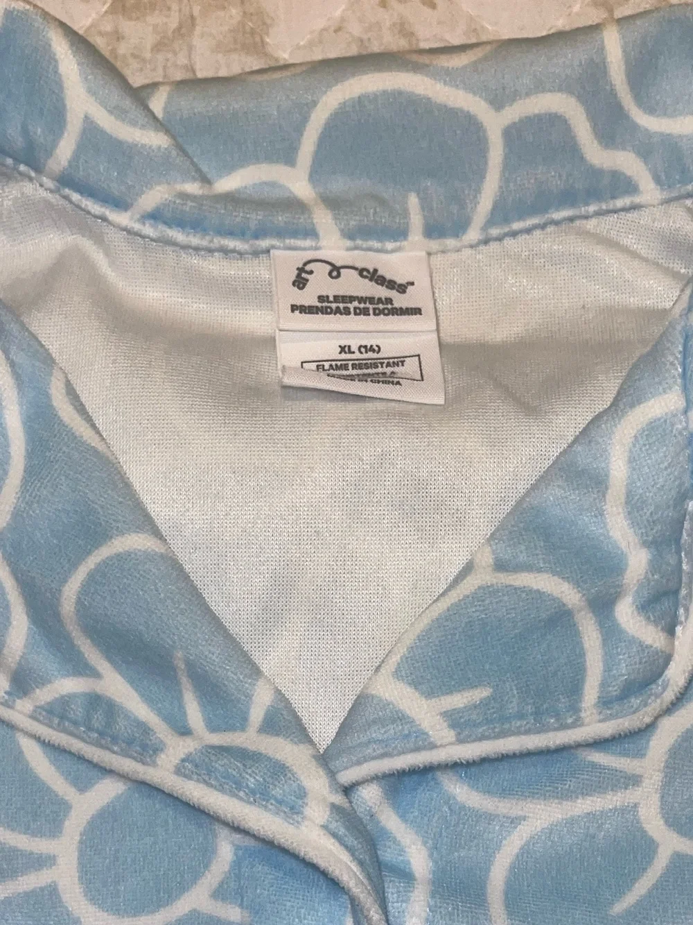 art class Blue and White Floral Kids Pajama Set